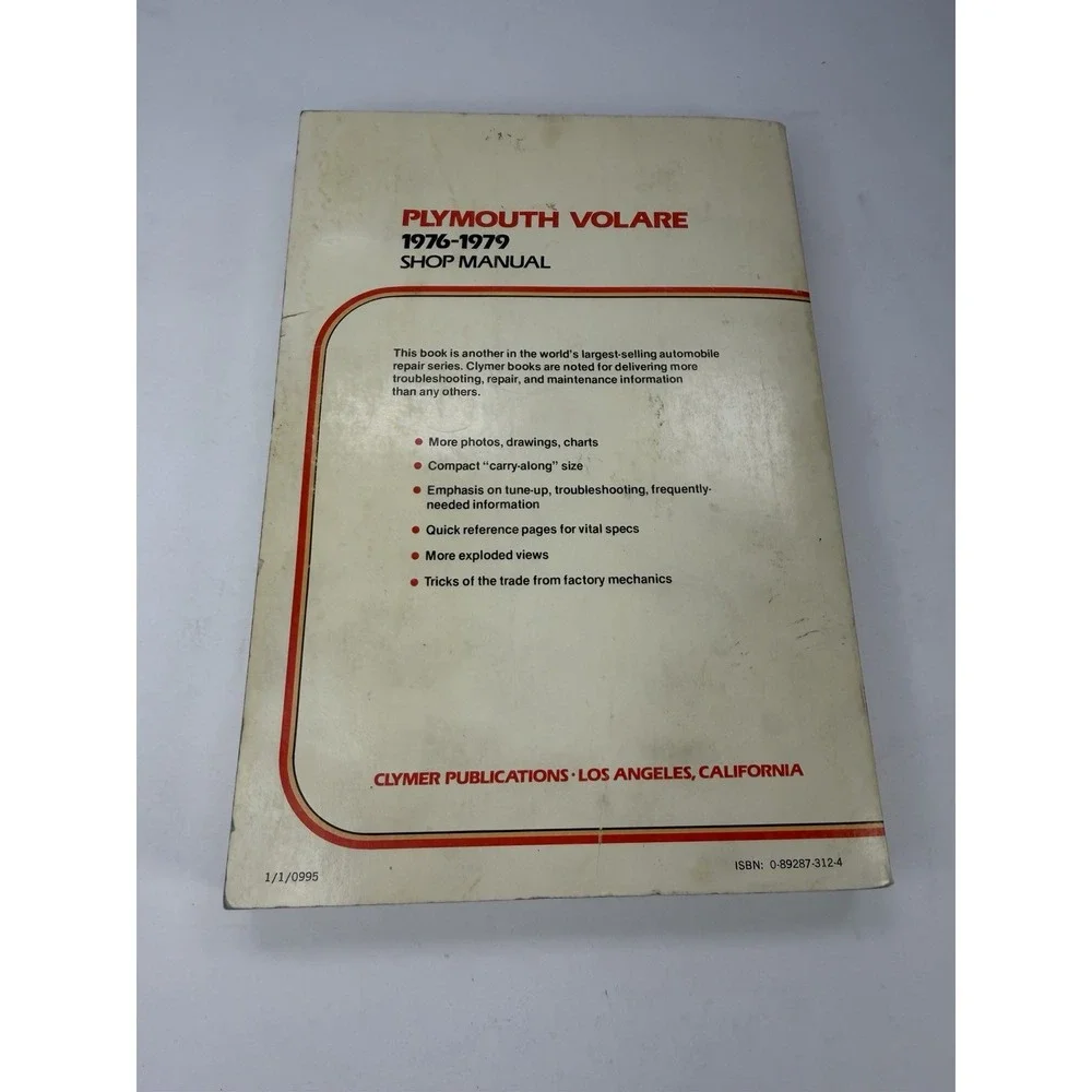 Clymer Auto Repair Shop Manual for Plymouth Volare 1976-79 A236 Dodge Aspen